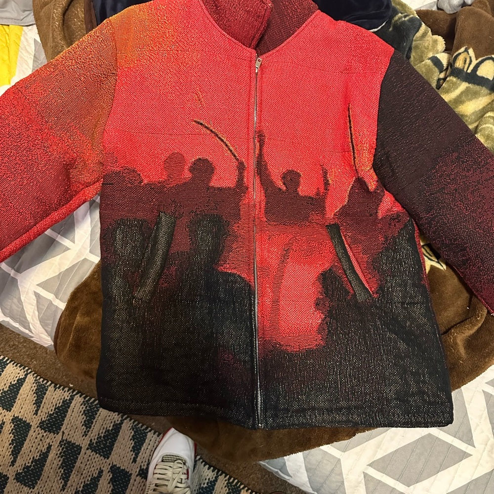 Tapestry puffer jacket made my artist @4444 on instagram